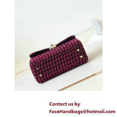 Chanel Wool Tweed  &  Gold-Tone Metal Small box Bag AS4470 Fuchsia  &  Black 2023